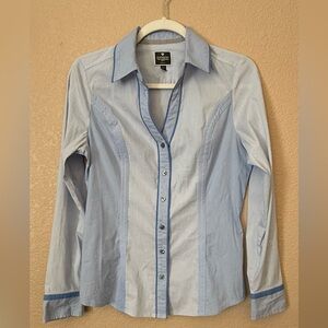 Express Light Blue Button-Up Blouse